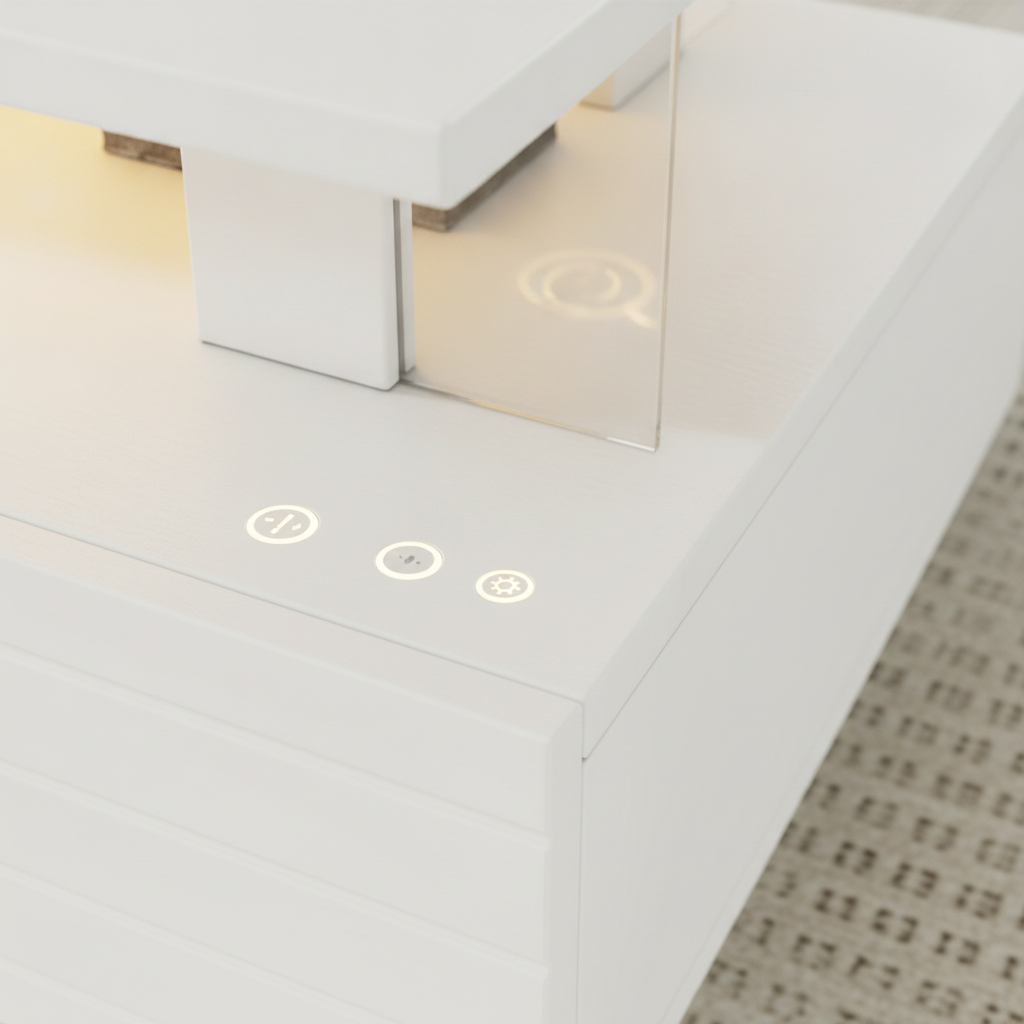 Table Basse LED Blanche avec Rangement et Contrôle App